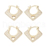Rhombus with Heart Clear Cubic Zirconia Hoop Earrings EJEW-M216-10G-4