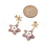 Glass Star Stud Earrings EJEW-MZ00256-02-3