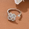 Clover Rotatable Open Ring for Women RJEW-M139-12P-2