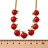 Teachers' Day Brass Red Enamel Fruit Link Chain Necklaces NJEW-K287-04B-G-5