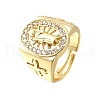 Adjustable Brass Micro Pave Cubic Zirconia Cuff Rings for Women RJEW-F181-05G-2