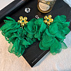 Handmade Flower Tassel Alloy Cloth Dangle Stud Earrings FS-WG221B7-02-1
