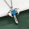 Brass Cubic Zirconia Wing Cross Pendant Necklaces for Women NJEW-C067-07P-02-2