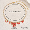 Elegant Brass Pave Clear Cubic Zirconia Tennis Chain 5 Bowknot Pendant Bib Necklaces for Women JW2692-4