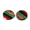 Jamaican Colour Epoxy Resin & Walnut Wood Pendants RESI-N039-122A-2
