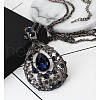 Teardrop Alloy Glass Pendant Long Necklaces for Women FS-WGF02AC-01-2