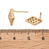 Rhombus Brass Micro Pave Clear Cubic Zirconia Stud Earrings for Women EJEW-G428-16G-5