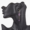 Natural Agate Bead & Natural Amethyst & Natural Citrine & Natural Carnelian & Natural Quartz Crystal Dangle Earrings EJEW-TA00660-2