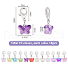 96Pcs 12 Colors Butterfly Glass Pendants HJEW-HS00002-2