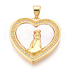 Brass Micro Pave Clear Cubic Zirconia Pendants KK-N268-25G-1