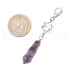 Chakra Copper Wire Wrapped Bullet Natural Quartz Crystal & Green Aventurine & Rose Quartz & Amethyst & Lapis Lazuli & Carnelian & Obsidian Pendant Decoration HJEW-JM03292-3