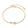 Brass Micro Pave Cubic Zirconia Birthday Flower Link Bracelets BJEW-U031-01G-03-4