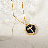 Fashionable Brass Enamel Hexagon with Sword Wing Pendant Necklaces WA4173-4