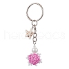 Tortoise Glass Seed Beads Pendant Keychain HJEW-MZ00105-02-1