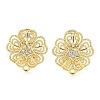 Flower Brass Micro Pave Cubic Zirconia Stud Earrings Finding KK-E083-18G-1