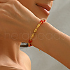 Classic Elegant Brass & Glass Oval Beads Link Bracelets for Women EL5843-1
