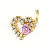 Brass Pave Pearl Pink Cubic Zirconia L-Shaped Nose Rings FS-WG9779A-01-1