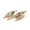 Brass Pave Natural Paua Shell Connector Charms KK-E794-01G-06-2