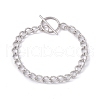 304 Stainless Steel Curb Chain Bracelet with Toggle Clasp for Women BJEW-E017-01P-1