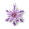 Handmade Polymer Clay and Snowflake Lampwork and Glass Round Pendants PALLOY-MZ00639-01-1