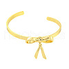 Bowknot Rack Plating Brass Open Cuff Bangles for Women BJEW-P322-06A-G-2