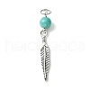 30Pcs Synthetic Turquoise Dyed Pendants PALLOY-JF02308-30A-3