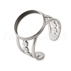 304 Stainless Steel Cuff Ring Components STAS-V012-01C-P-1