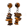 Natural Tiger Eye Dangle Stud Earrings EJEW-JE06371-03-2