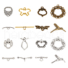   48pcs 8 styles Tibetan Style Alloy Toggle Clasp Rhinestone Settings FIND-PH0020-10-1