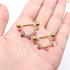 316L Surgical Stainless Steel Fuchsia Rhinestone Nipple Stirrups WGC18E5-01-3