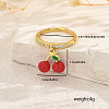 Fruit Pendant Brass Micro Pave Cubic Zirconia Finger Rings for Women SK0908-4-2