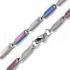 201 Stainless Steel Bar Link Chain Necklaces for Men Women NJEW-G112-07C-MCP-3