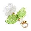 Flower Acrylic & Glass Pearl Pendant Decorations HJEW-MZ00219-02-4