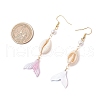 Mother's Day Jewellery Shell Pearl Dangle Earrings EJEW-TA00626-3