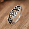 Hollow Out Oval with Flower Pattern Brass Finger Rings for Women FS-WG14675-02-1