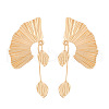 Fan with Leaf Alloy Dangle Stud Earrings FS-WGF637E-01-3