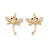 Brass Micro Pave Clear & Black Cubic Zirconia Charms KK-G415-36G-2