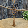 Bohemian Alloy & Wood & Cotton Cord Tassel Pendant Necklaces WGBB680-01-1