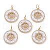 Brass Micro Pave Clear Cubic Zirconia Pendants KK-C100-28G-1