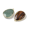 Natural Amethyst & Rose Quartz & Tiger Eye & Green Strawberry Quartz & Quartz Crystal Faceted Teardrop Pendants G-U028-01G-2