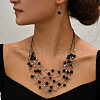 Bohemian Ethnic Style Alloy & Plastic Pearl & Glass Round Beaded Multilayer Necklaces & Dangle Earrings Sets FS-WG56E61-03-1