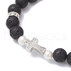 2Pcs Natural Lava Rock & Golden Sheen Obsidian Round Beads Stretch Bracelets BJEW-JB11807-5