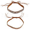 ANATTASOUL 2Pcs 2 Styles Ethnic Style Imitation Leather Adjustable Hat Band AJEW-AN0007-23-1