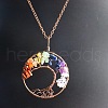 Natural Stone Chip Tree Of Life Chakra Pendant Necklaces FS-WG982AE-01-1