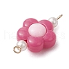 Two Tone Opaque Acrylic & Glass Pearl Flower Connector Charms PALLOY-JF03484-01-5