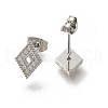 304 Stainless Steel Micro Pave Clear Cubic Zirconia Stud Earrings EJEW-H018-03P-02-1