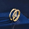 2Pcs Flat Round Brass Micro Pave Clear Cubic Zirconia Finger Rings FS-WG91922-03-3