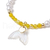 Natural Agate & ABS Plastic Imitation Pearl Braided Beaded Bracelets BJEW-JB11667-3