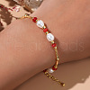 Adjustable Bohemian Style Red Agate Beads Bracelets Imitation Pearl Beads Jewelry for Women ZX8260-1