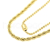Ion Plating(IP) 304 Stainless Steel Pave Clear Cubic Zirconia Column Double Layer Necklaces NJEW-S426-02G-2